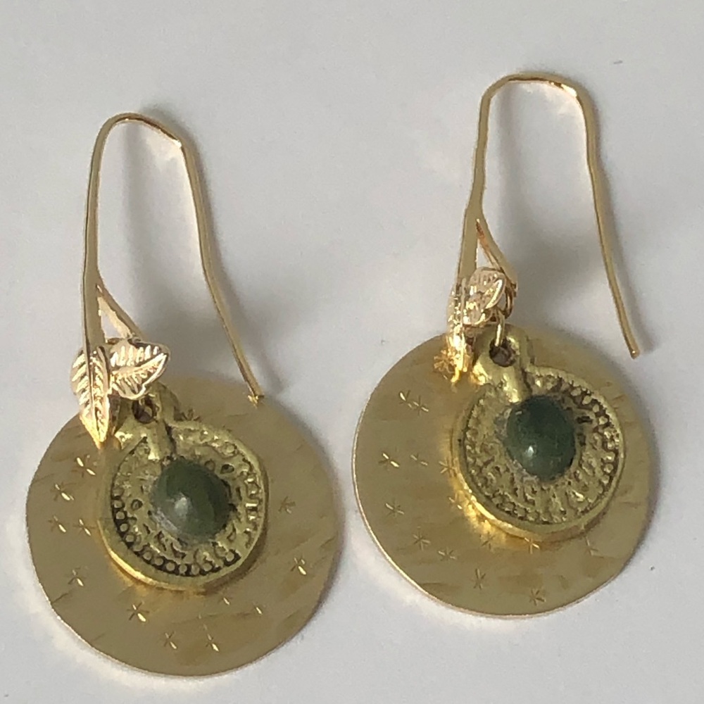 Handmade hammered brass earrings New*